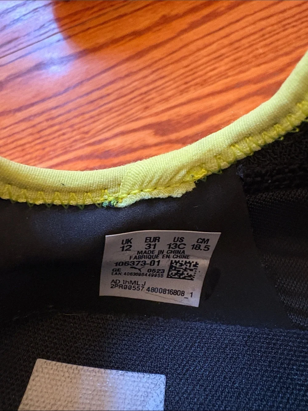 Puma Kids Black Slip On Soccer Cleats with Yellow Trim - US13C
